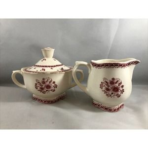 Vintage Arabia (Made in Finland) Sugar and Creamer Pink Floral * (M3)